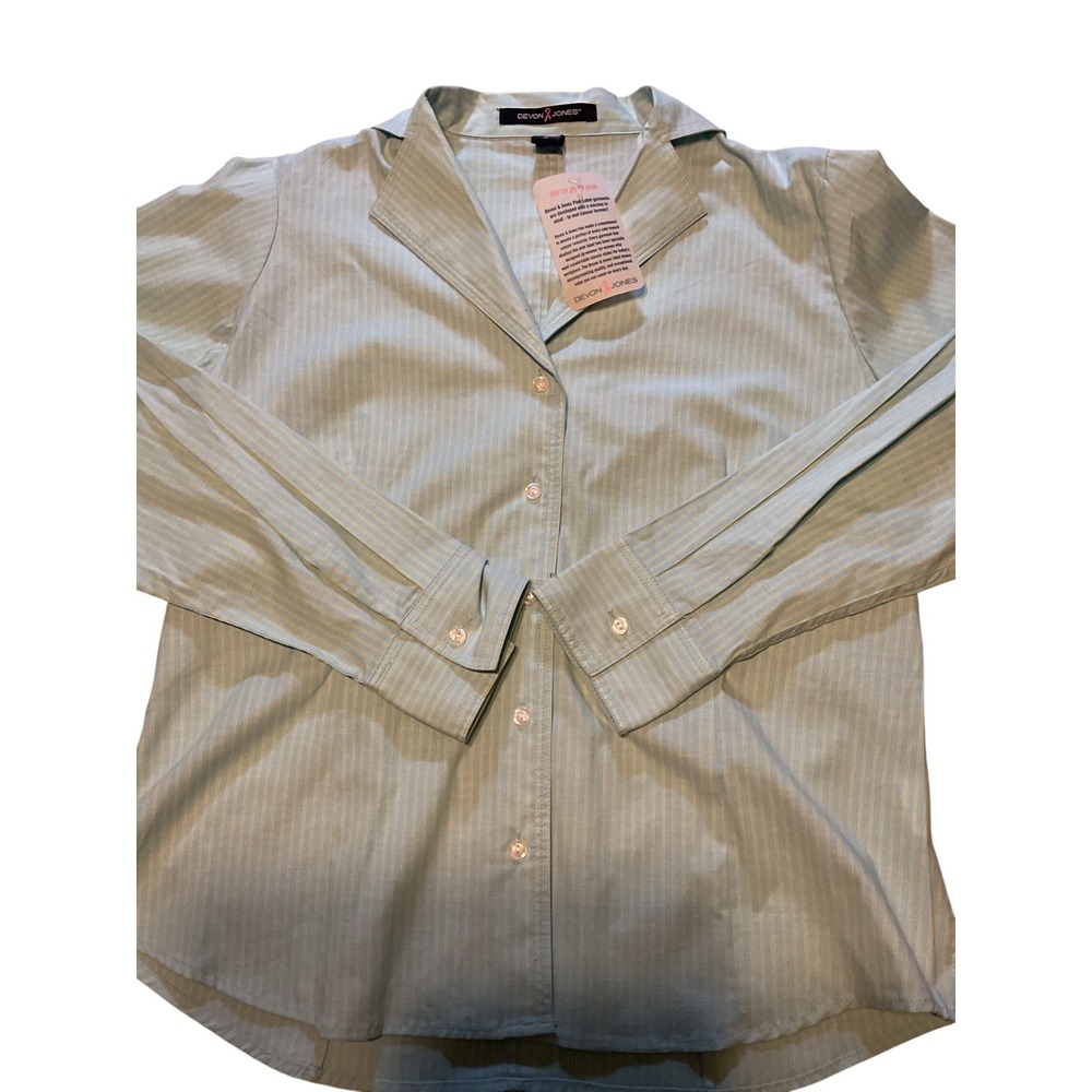 Devon Jones Pink Label‎ Stretch Striped Button Down Shirt Womens Size S